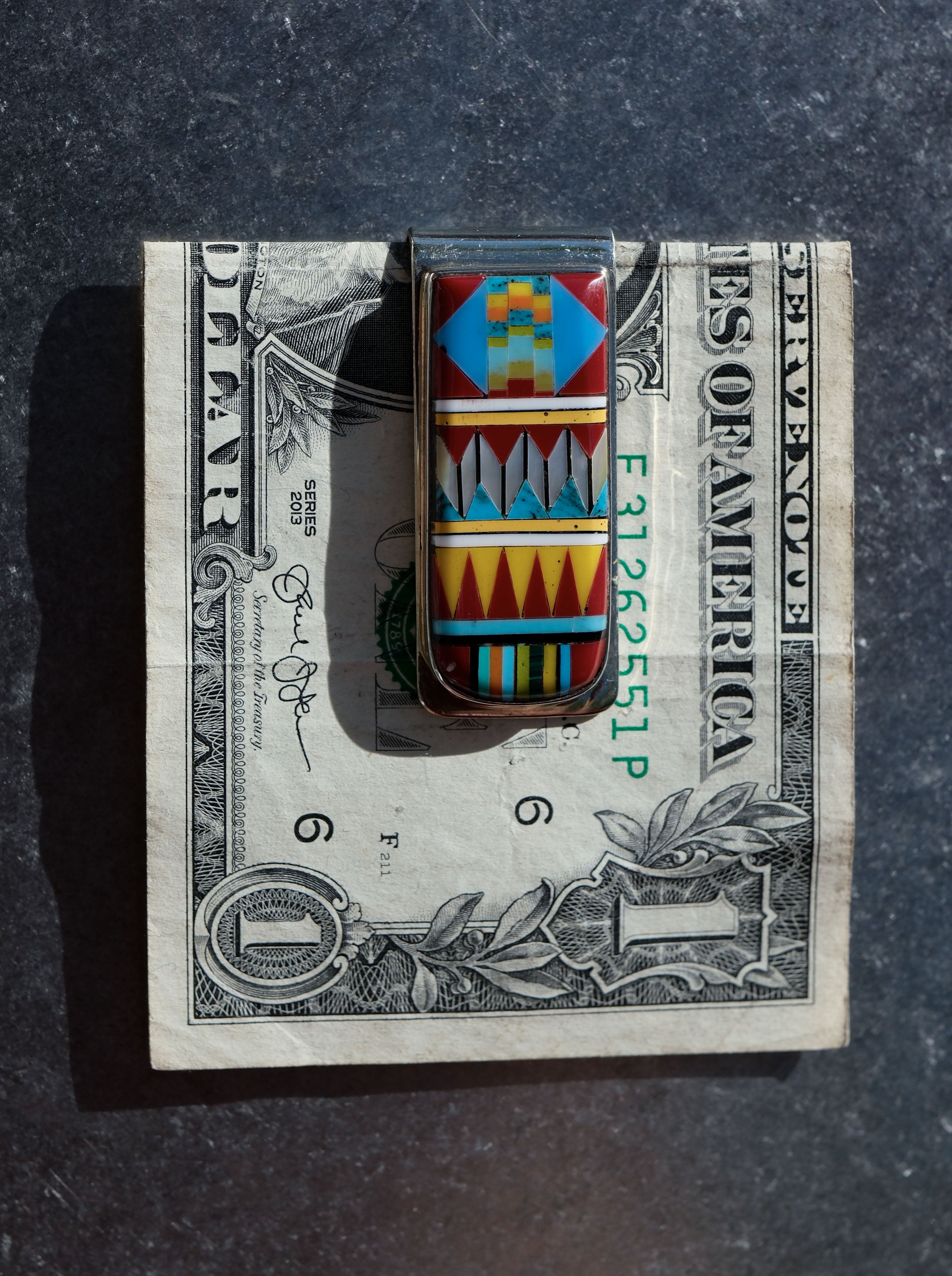 MONEY CLIP MULTI COLOR INLAY "Piece Unique"