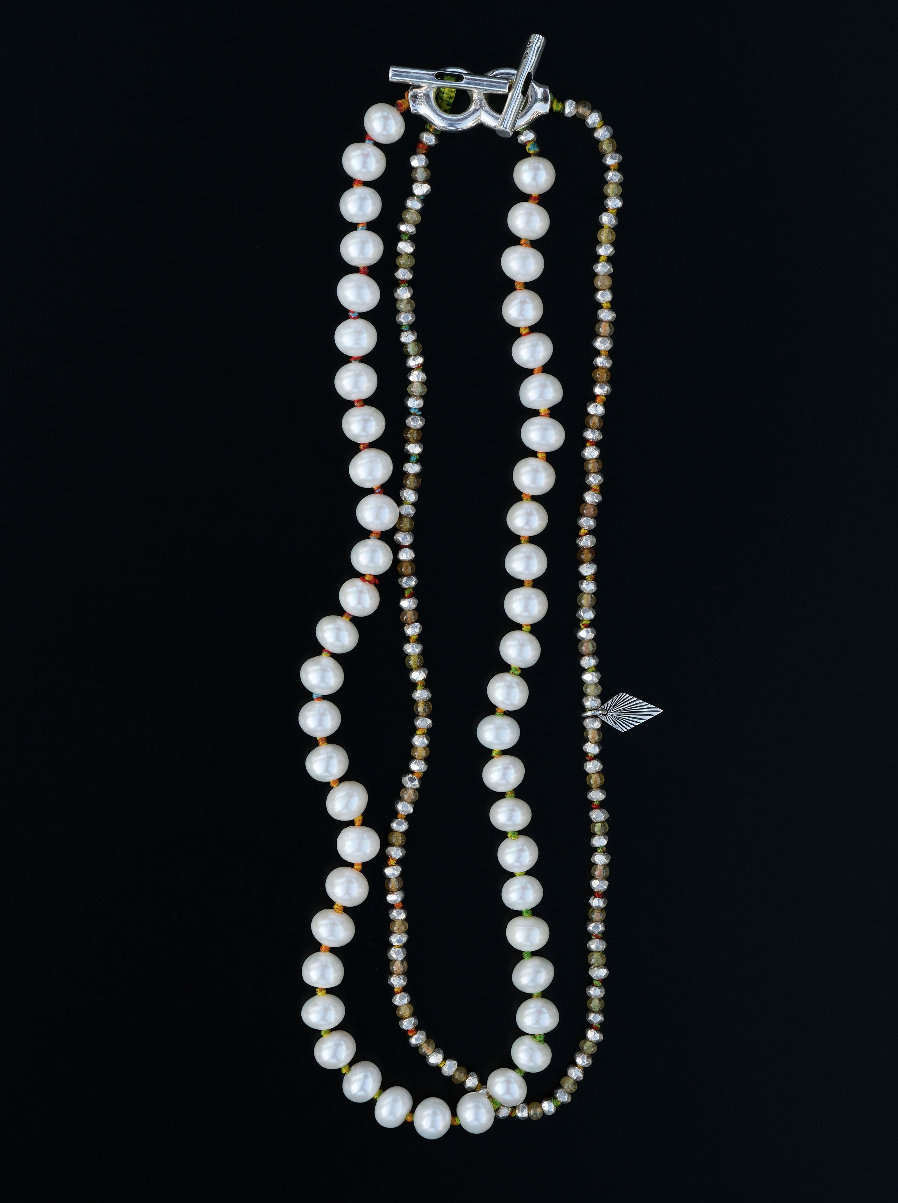 DOUBLE ENDER "Pearls + Yellow Saphir" Rasta Braided